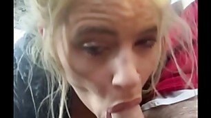 Streetwalker gets on her knees to let me cum in her mouth after a long blowjob