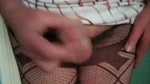 Mature cd cums in sexy fishnet tights