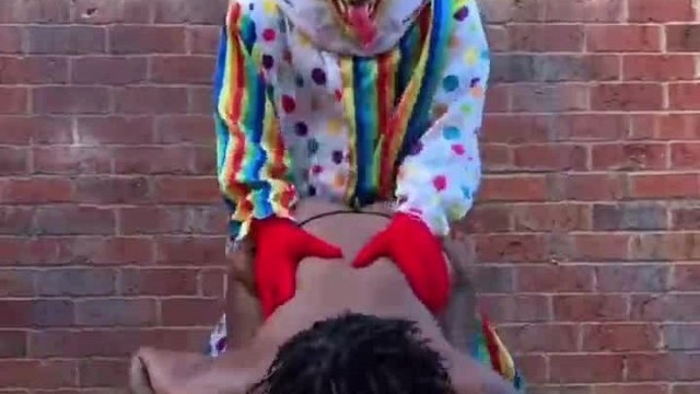 Gibby The Clown fucks ebony in a barn