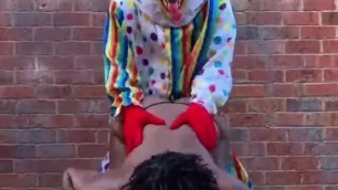 Gibby The Clown fucks ebony in a barn