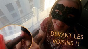 French Amateur - I get a Cumshot on the Face in Front of the Window