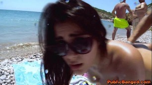 Incredibly hot babe Valentina Nappi fucked on a beach in public